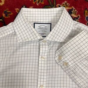 Charles Tyrwhitt Extra Slim Fit Dress Shirt - White with Navy Grid Check 15.5